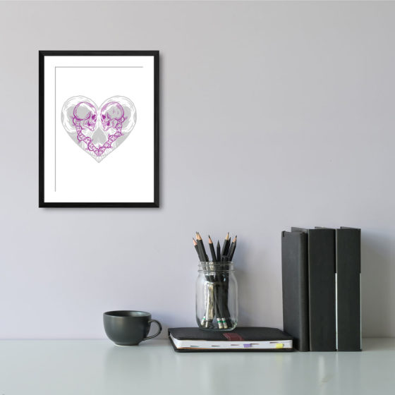 Hand Drawn Love Heart And Skulls - Image 2