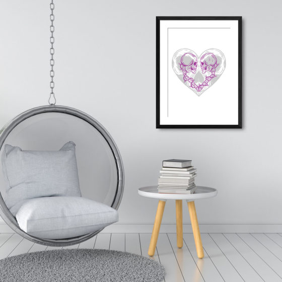 Hand Drawn Love Heart And Skulls - Image 3