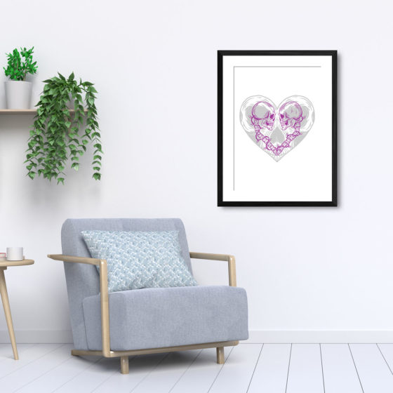 Hand Drawn Love Heart And Skulls - Image 5