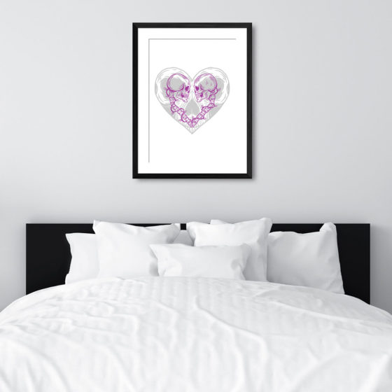 Hand Drawn Love Heart And Skulls - Image 6