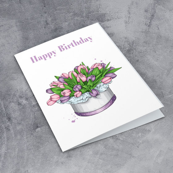 Happy Birthday Box Of Tulips Card - Image 2