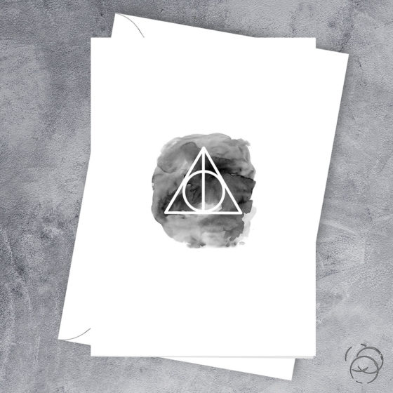Harry Potter Deathly Hallows Watercolour Card