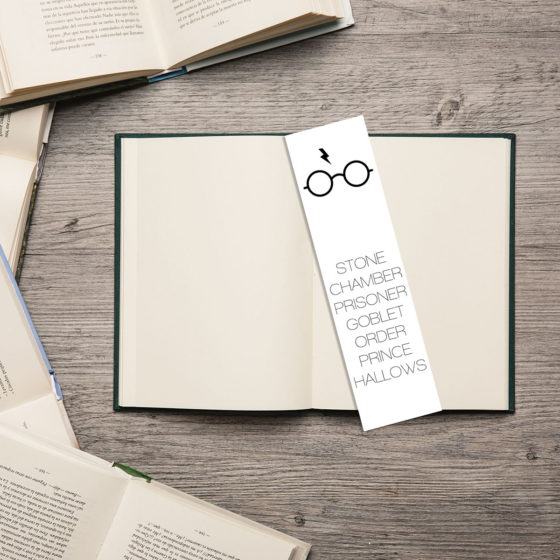 Harry Potter Minimalist Book Title Glasses And Scar Bookmark - Image 2