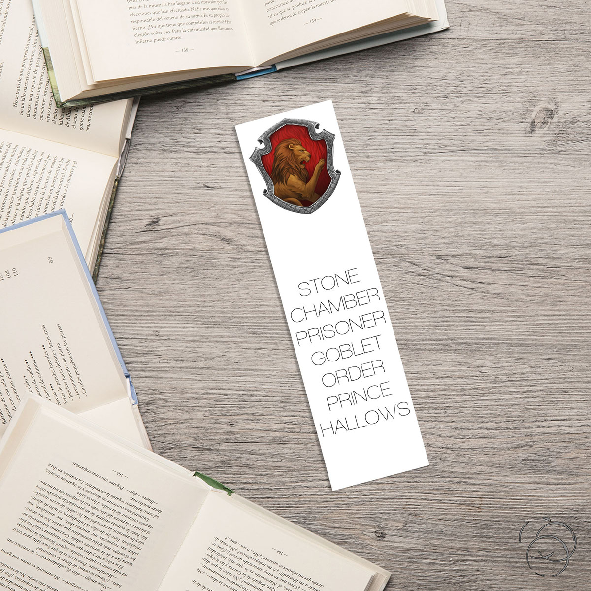 Harry Potter Minimalist Book Title Gryffindor House Crest Bookmark