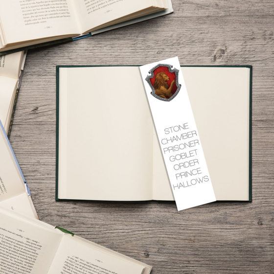 Harry Potter Minimalist Book Title Gryffindor House Crest Bookmark - Image 2
