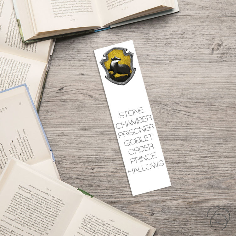 Harry Potter Minimalist Book Title Hufflepuff House Crest Bookmark