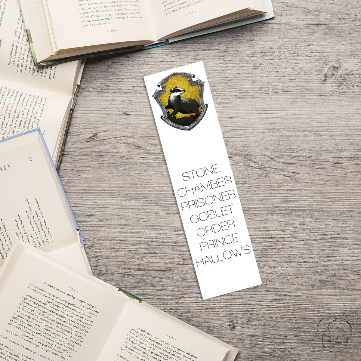 Harry Potter Minimalist Book Title Hufflepuff House Crest Bookmark