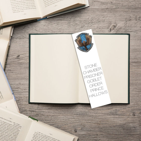 Harry Potter Minimalist Book Title Ravenclaw House Crest Bookmark - Image 2