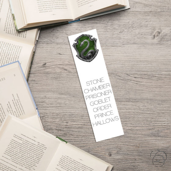 Harry Potter Minimalist Book Title Slytherin House Crest Bookmark