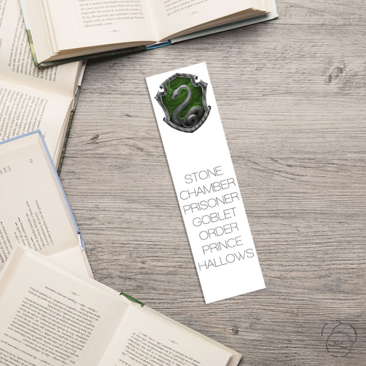 Harry Potter Minimalist Book Title Slytherin House Crest Bookmark
