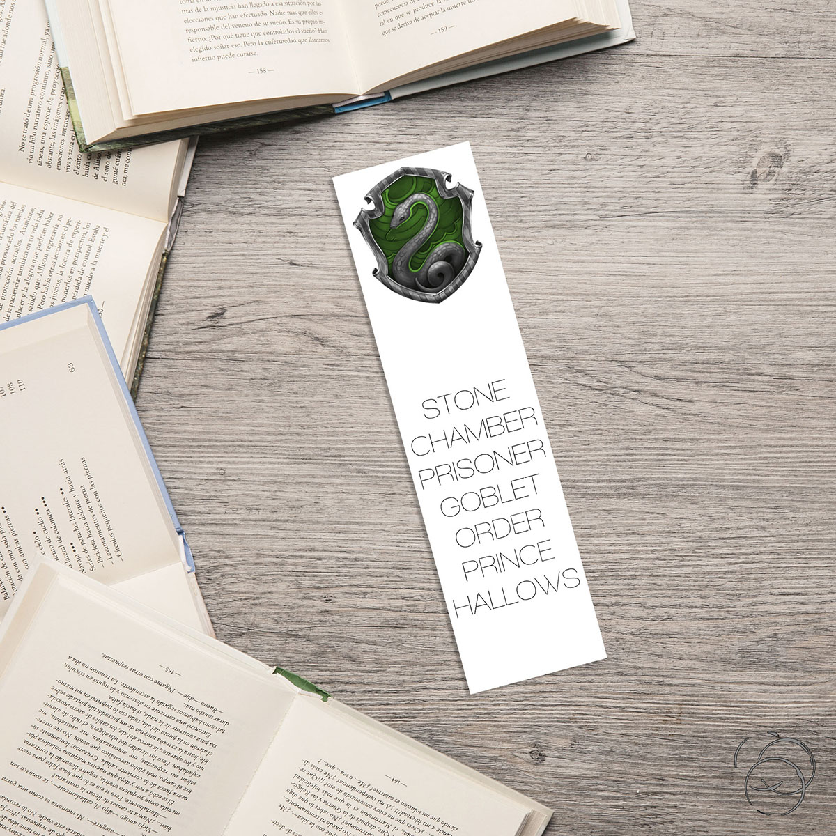 Harry Potter Minimalist Book Title Slytherin House Crest Bookmark