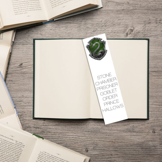 Harry Potter Minimalist Book Title Slytherin House Crest Bookmark - Image 2