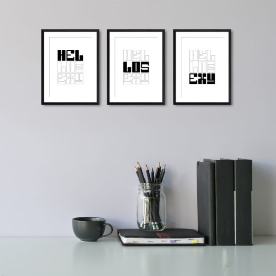 Hello Sexy Typography Black And White Trio Prints - Image 2