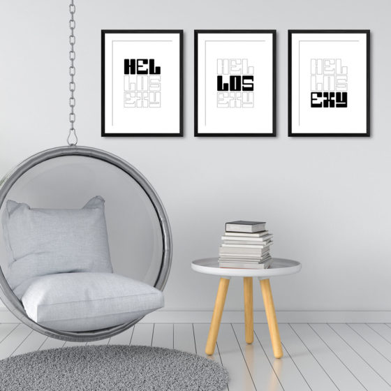 Hello Sexy Typography Black And White Trio Prints - Image 3