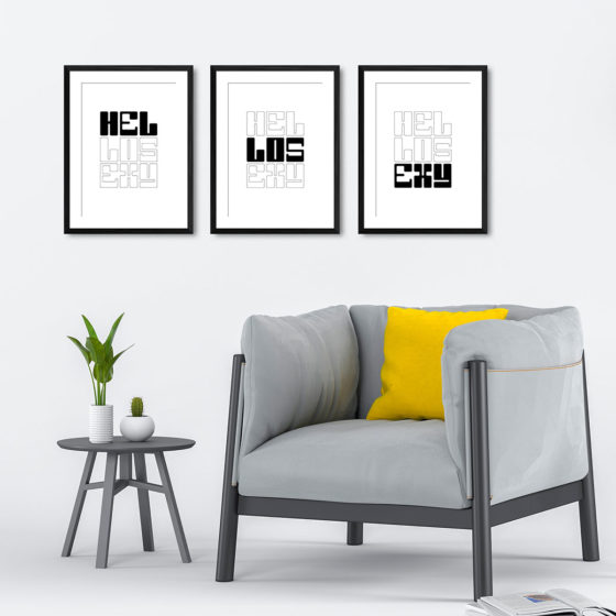 Hello Sexy Typography Black And White Trio Prints - Image 4