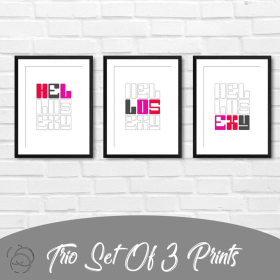 Hello Sexy Typography Colour Trio Prints