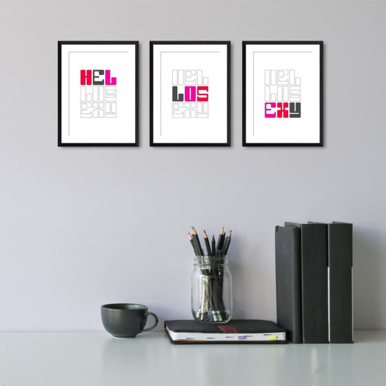 Hello Sexy Typography Colour Trio Prints - Image 2