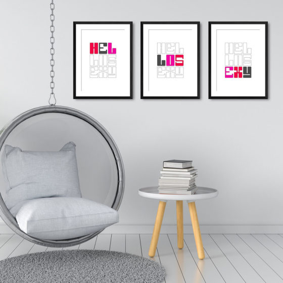 Hello Sexy Typography Colour Trio Prints - Image 3
