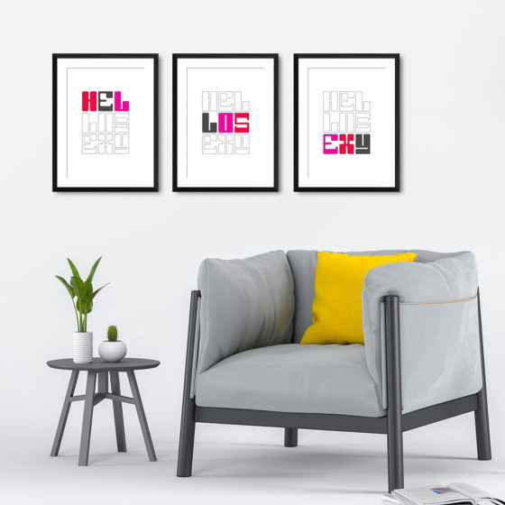 Hello Sexy Typography Colour Trio Prints - Image 4