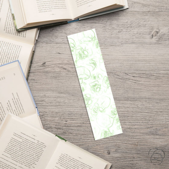 Human Skull Green Outline Bookmark