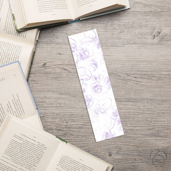 Human Skull Purple Outline Bookmark