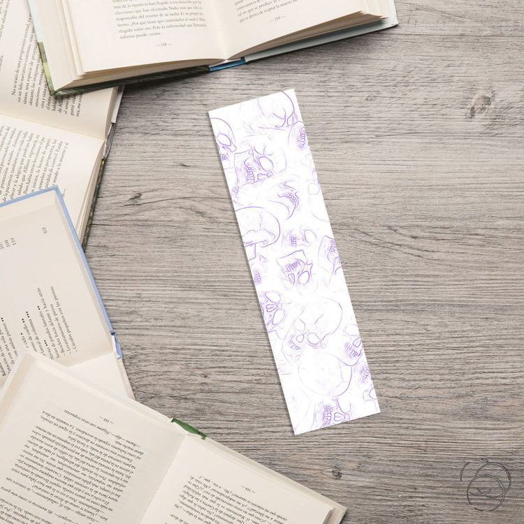 Human Skull Purple Outline Bookmark