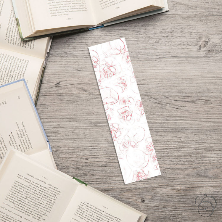 Human Skull Red Outline Bookmark