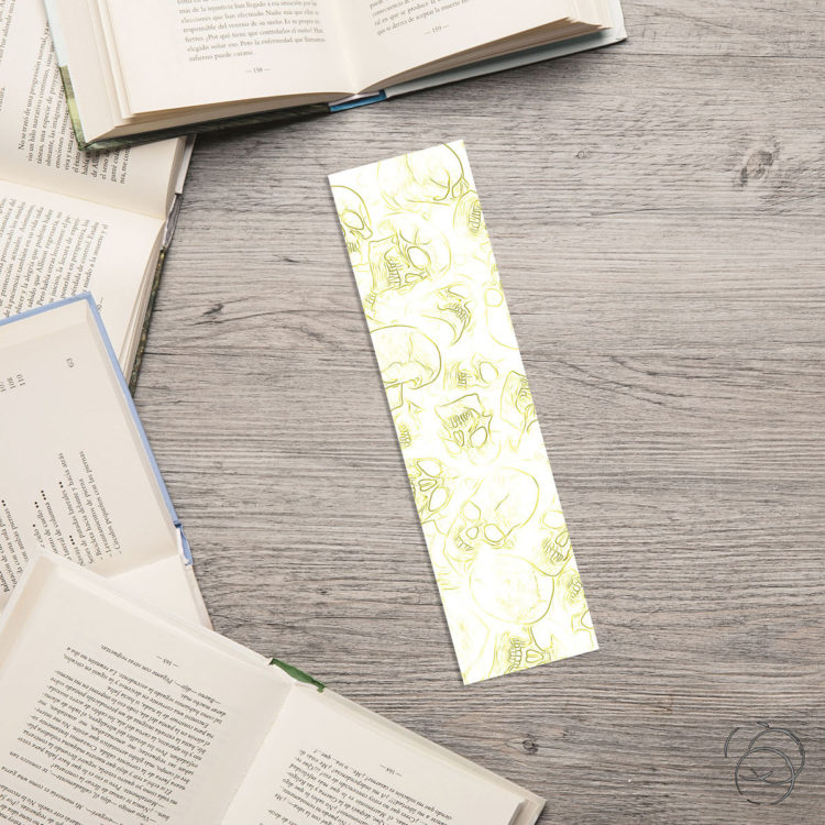 Human Skull Yellow Outline Bookmark