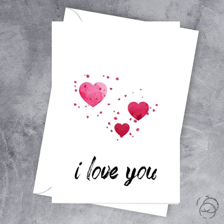 I Love You Paint Splatter Hearts Card