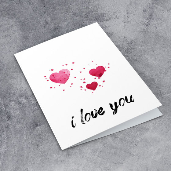 I Love You Paint Splatter Hearts Card - Image 2