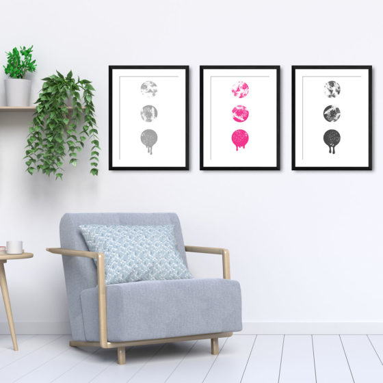 Ink Filled Circles Dripping Pink Trio Prints - Image 5
