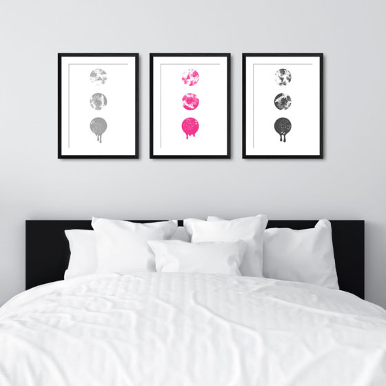 Ink Filled Circles Dripping Pink Trio Prints - Image 6