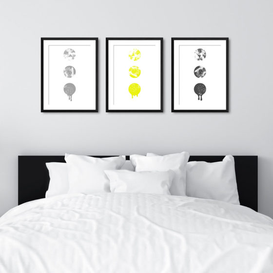 Ink Filled Circles Dripping Yellow Trio Prints - Image 6