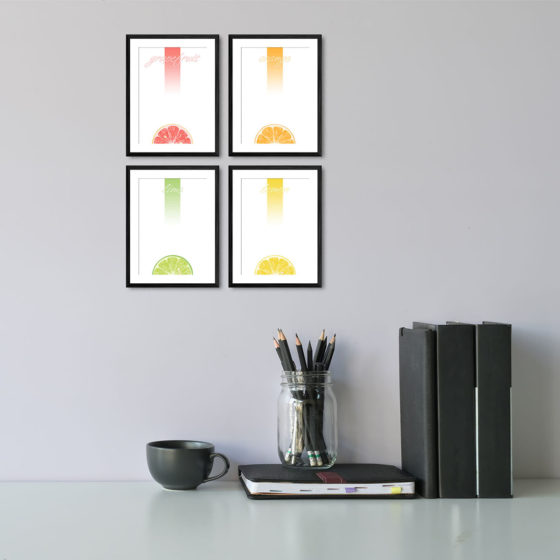 Juicy Tropical Citrus Fruits Quartet Prints - Image 2