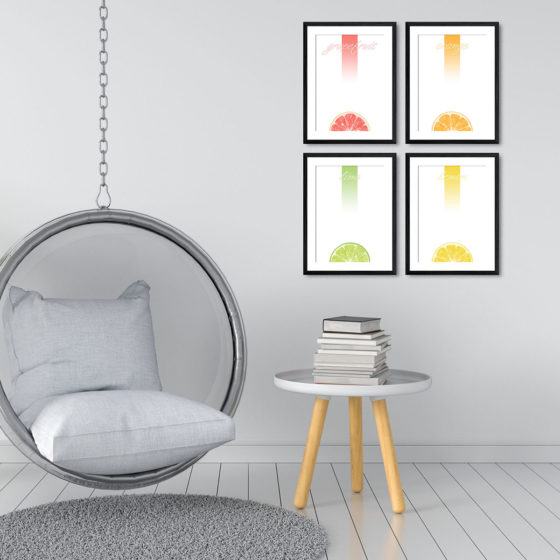 Juicy Tropical Citrus Fruits Quartet Prints - Image 3