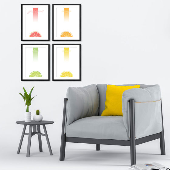 Juicy Tropical Citrus Fruits Quartet Prints - Image 4