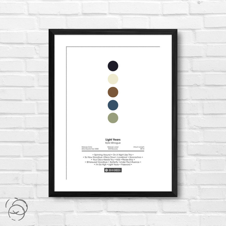 Kylie Minogue Light Years Spotify Album Print