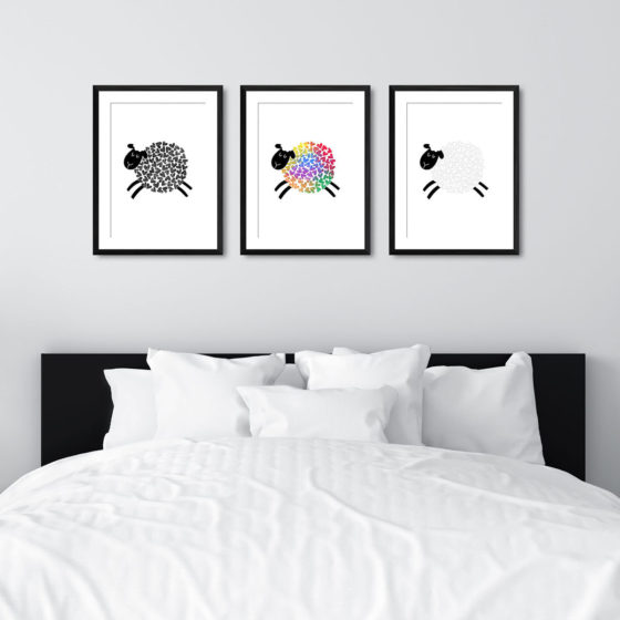 Love Heart Rainbow Sheep Trio Prints - Image 6