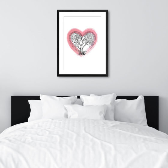 Love Heart Tree With Red Brush Stroke Love Heart Print - Image 6