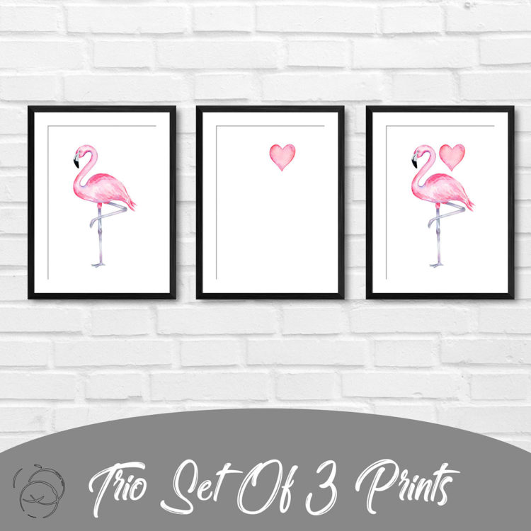 Love Pink Flamingos Trio Prints