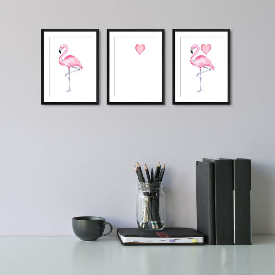 Love Pink Flamingos Trio Prints - Image 2