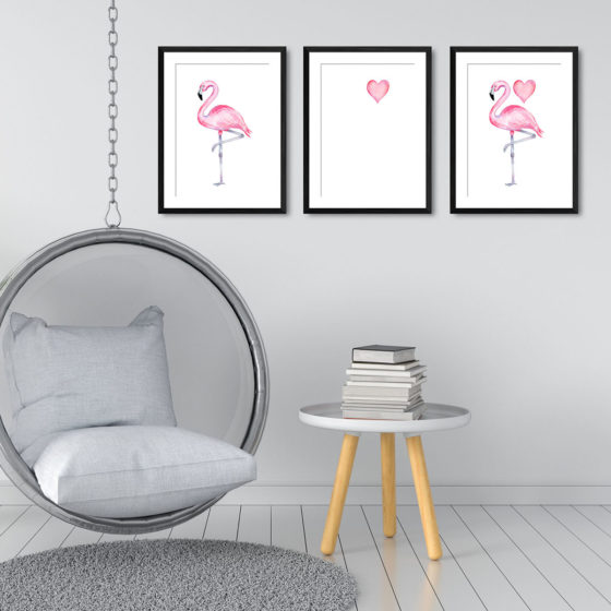Love Pink Flamingos Trio Prints - Image 3