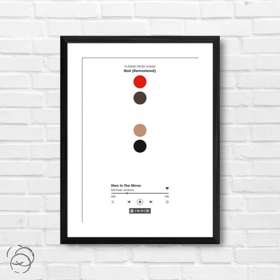 Michael Jackson Bad Man In The Mirror Spotify Track Print