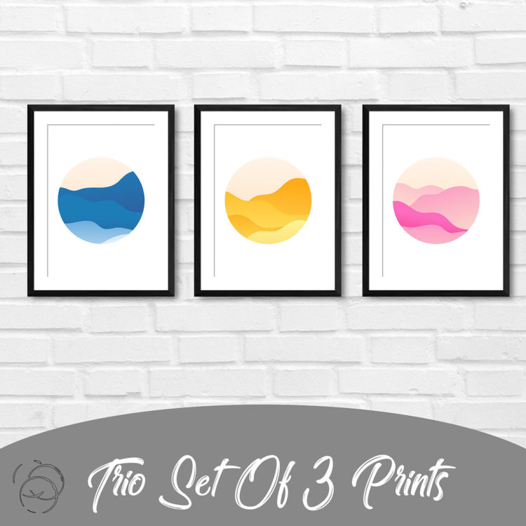 Minimalist Abstract Gradient Landscape Trio Prints