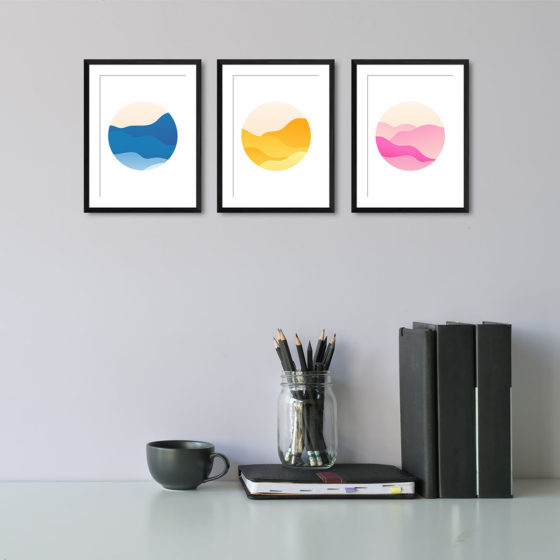 Minimalist Abstract Gradient Landscape Trio Prints - Image 2
