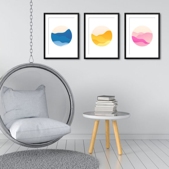 Minimalist Abstract Gradient Landscape Trio Prints - Image 3