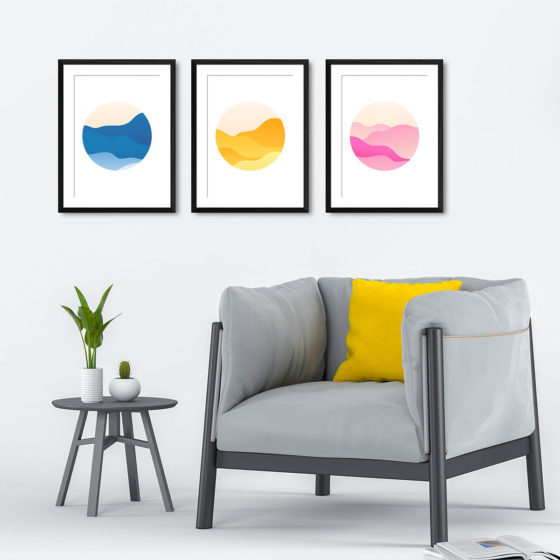 Minimalist Abstract Gradient Landscape Trio Prints - Image 4