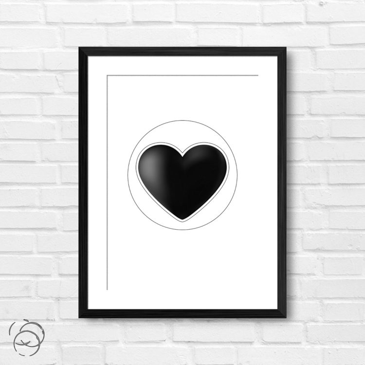 Minimalist Black Love Heart Print