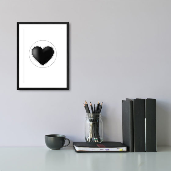 Minimalist Black Love Heart Print - Image 2