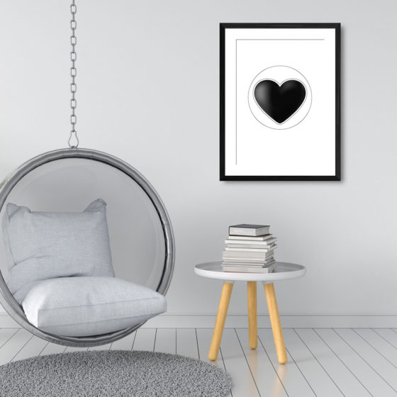 Minimalist Black Love Heart Print - Image 3